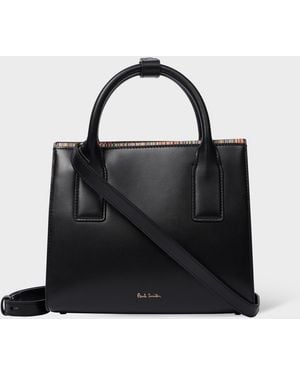Paul Smith Leather 'Signature Stripe' Top Handle Bag in Black | Lyst
