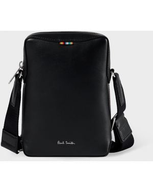 Paul Smith Signature Tab Leather Cross Body Pouch - Black