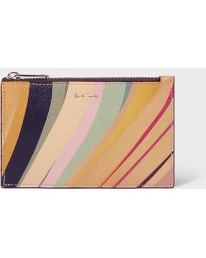 Paul Smith 'Dusky Swirl' Leather Small Zip-Fastening Purse - Blue