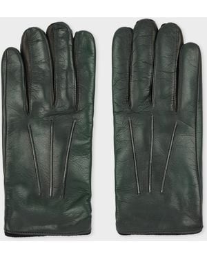 Paul Smith Petrol Leather Gloves - Green
