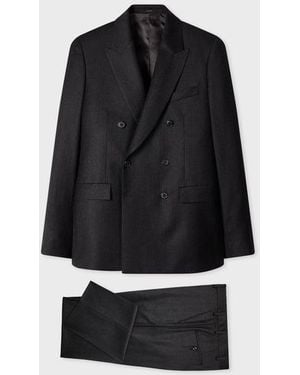 Paul Smith Charcoal Wool-Cashmere Flannel Double-Breasted Two-Piece Suit - Black