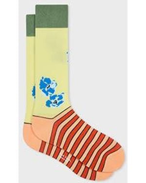 Paul Smith Floral Stripe Socks - Blue