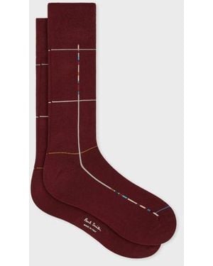 Paul Smith 'Signature Stripe' Check Socks - Red