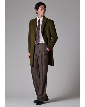 Paul Smith Khaki Wool-Cashmere Epsom Coat - Gray