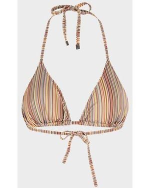 Paul Smith 'signature Stripe' Triangle Bikini Top - White