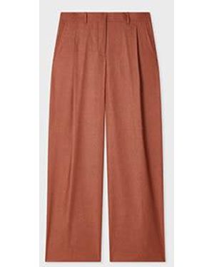 Paul Smith Rust Linen-Wool Blend Wide-Leg Pants - Orange