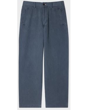 Paul Smith Washed Self-Quilted Cotton Pants - Blue