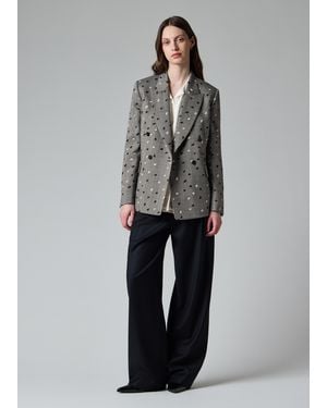 Paul Smith Herringbone Polka Dot Overlay Double-Breasted Blazer - Gray