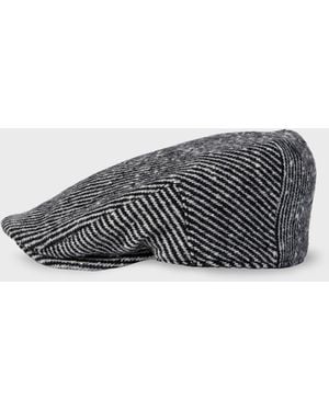 Paul Smith Linen Stripe Flat Cap - Gray