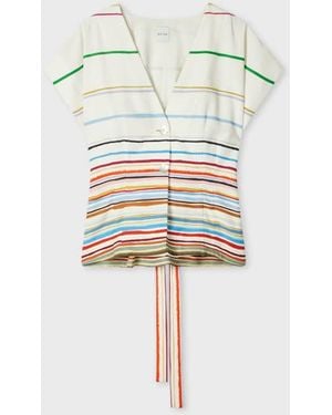 Paul Smith 'Painted Signature Stripe' Short Sleeve Top - White