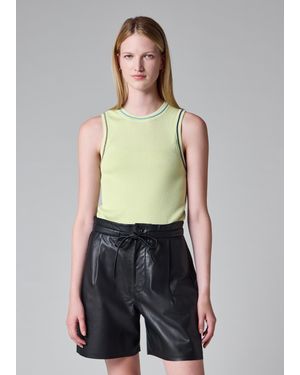 Paul Smith Lime Wool-Silk Knitted Vest With Contrast Stitching - Yellow