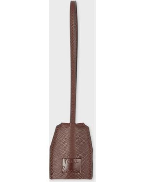 Paul Smith Dark Leather Keyring - White