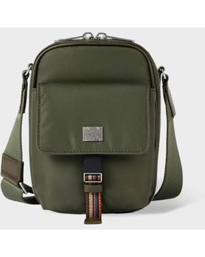 Paul Smith Khaki Recycled Nylon 'Signature Stripe' Small Flight Bag - Green