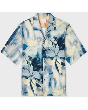 Paul Smith Oversized 'Painted Photograph' Viscose Shirt - Blue