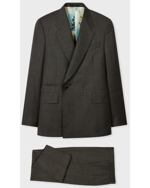 Paul Smith Charcoal Sharkskin Check Double-Breasted Two-Piece Suit - Gray