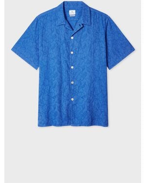 Paul Smith Mid Cotton Textured-Jacquard Short-Sleeve Shirt - Blue