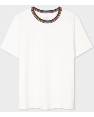 Paul Smith Womens Stripe Neck T-shirt - White