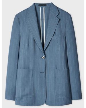 Paul Smith Slate Unlined Pinstripe Two-Button Jacket - Blue