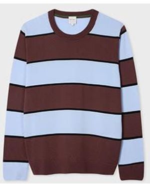 Paul Smith And Merino Wool Stripe Crew Neck - Red