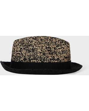 Paul Smith Melange Straw Trilby Hat - Black