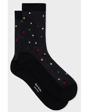Paul Smith Sheer Multicolor 'Tile' Socks - Black