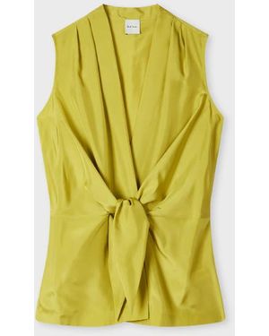 Paul Smith Bright Silk Front Tie Top - Green