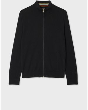 Paul Smith Merino Wool Full-Zip Cardigan - Black