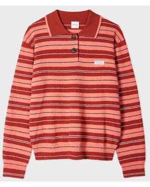 Paul Smith And Bouclé Stripe Rugby Sweater - Red