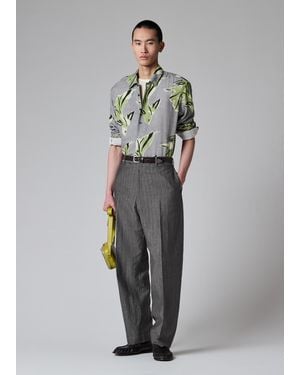 Paul Smith 'Le Peche Fish' Print Viscose Shirt - Gray