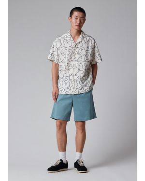 Paul Smith Light Cotton-Twill Pleated Shorts - Blue