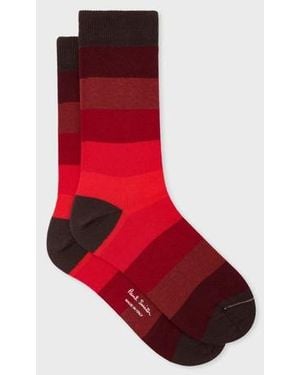 Paul Smith Cotton-Blend Ombre Stripe Socks - Red