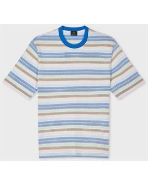 Paul Smith Pastel Multi Yarn-Dye Stripe T-Shirt - Blue
