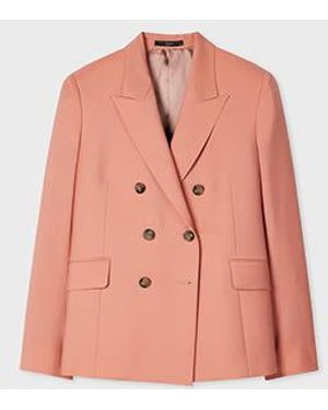 Paul Smith Peach Mohair-Blend Double Breasted Blazer - Pink