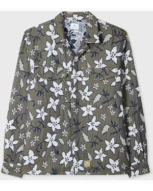 Paul Smith Khaki Floral Double-Face Cotton Shirt - Green