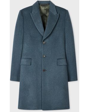 Paul Smith Dark Wool-Cashmere Blend Overcoat - Blue