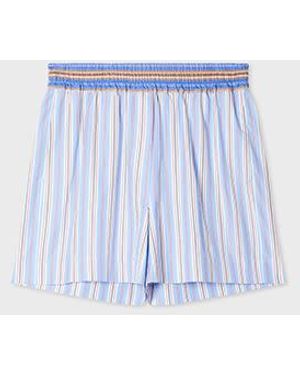 Paul Smith Light Stripe Cotton Shorts - Blue