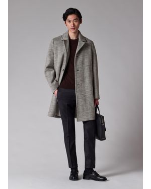 Paul Smith Tumbled Herringbone Wool-Blend Overcoat - Gray