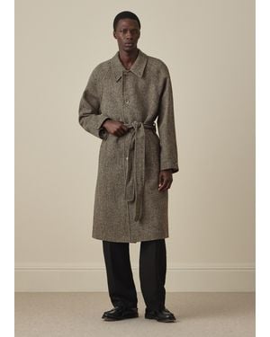 Paul Smith Harris Tweed Herringbone Belted Coat - Natural