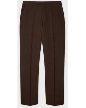 Paul Smith Tapered-Fit Dark Linen Pants - Brown