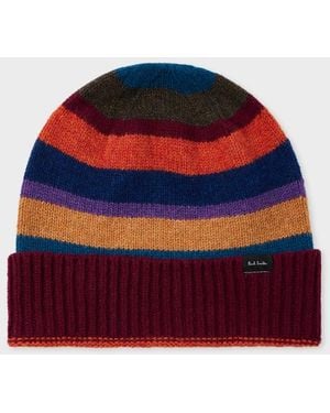 Paul Smith Burgundy 'Seasonal Stripe' Beanie - Red
