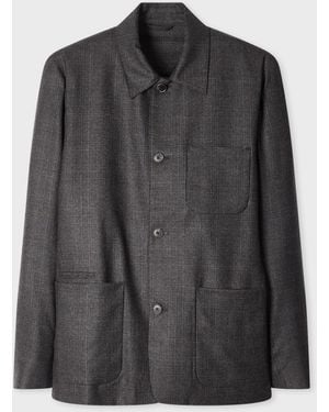 Paul Smith And Check Wool Work Jacket - Black