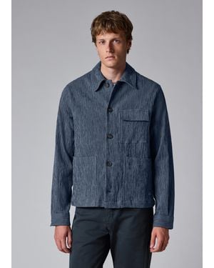 Paul Smith Mid Textured Stripe Chore Jacket - Blue