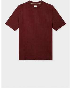 Paul Smith Burgundy Integrated Rib Cotton T-Shirt - Red