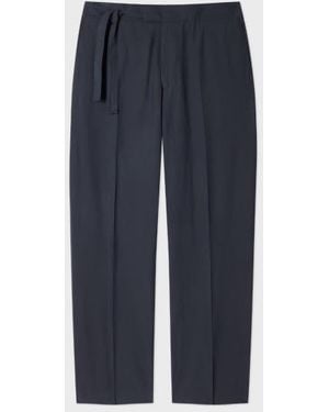 Paul Smith Washed Cotton-Lyocell Tie-Waist Pants - Blue