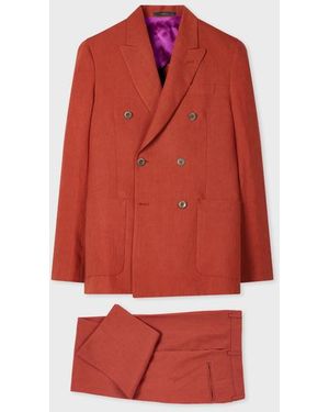 Paul Smith Rust Double-Breasted Linen Two-Piece Suit - Red