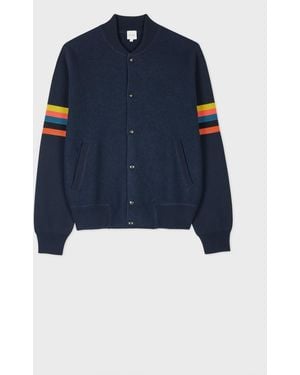Paul Smith Merino Wool 'Artist Stripe' Bomber Jacket - Blue