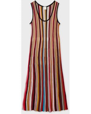 Paul Smith 'Signature Stripe' Sleeveless Knitted Dress - White