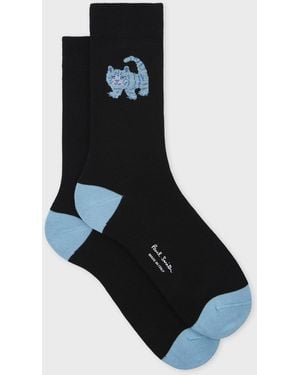 Paul Smith Cotton-Blend 'Cat' Socks - Black
