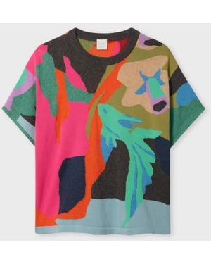Paul Smith Knitted 'River Collage' Short Sleeve Top - Green