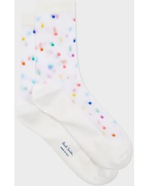 Paul Smith Sheer Color Block Socks - White